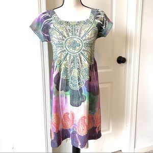 JJ AUTHENTIC Colorful Short Sleeved Dress—SZ M/L